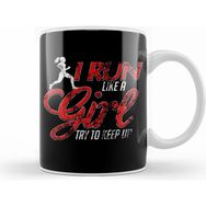 Humuts Cute I Run Like A Girl Try To Keep Up Distressed Kupa Bardak