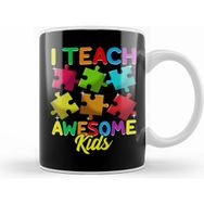 Humuts Cute I Teach Awesome Kids Teacher Autism Awareness Kupa Bardak