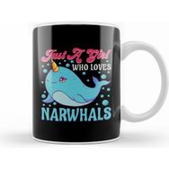 Humuts Cute Just A Girl Who Loves Narwhals Kupa Bardak