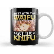 Humuts Cute Mess With The Waifu Get The Knifu Anime Girl Beyaz Kupa