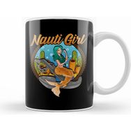 Humuts Cute Nauti Girl Mermaid Naughty Nautical Pun Beyaz Kupa