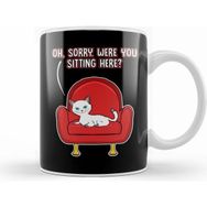 Humuts Cute Oh Sorry Were You Sitting Here Cat Funny Beyaz Kupa
