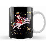 Humuts Cute Santa Claus Riding A Unicorn Through Space Beyaz Kupa