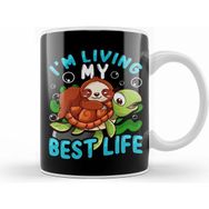 Humuts Cute Sloth Turtle Im Living My Best Life Animal Beyaz Kupa
