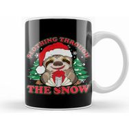 Humuts Cute Slothing Through The Snow Christmas Sloth Beyaz Kupa