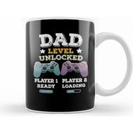 Humuts Dad Level Unlocked Gaming New Dad Baby Announcement Fathers Day Daddy To Be Video Game First 02 Kupa Bardak