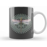 Humuts Dragonfly On Mandala Beyaz Kupa