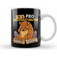Humuts Drama Cute Funny Im A Pro Procrastinator Hamster Pun Beyaz Kupa