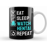 Humuts Eat Sleep Anime Repeat Hentai Ecchi Anime Gift Beyaz Kupa