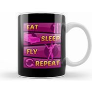 Humuts Eat Sleep Fly Repeat Aerial Yoga Silks Beyaz Kupa