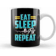 Humuts Eat Sleep Fly Repeat Airplane Pilot Aviation Pun Beyaz Kupa