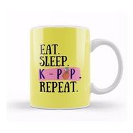 Humuts Eat Sleep Kpop Repeat Funny Quote Beyaz Kupa