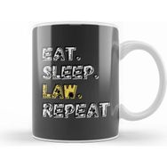 Humuts Eat Sleep Law Repeat Beyaz Kupa