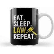 Humuts Eat Sleep Law Repeat School Lawyer Gift Beyaz Kupa