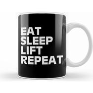 Humuts Eat Sleep Lift Repeat Beyaz Kupa