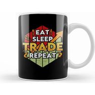 Humuts Eat Sleep Trade Repeat Funny Trading Investing Beyaz Kupa