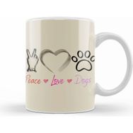 Humuts Fashion Peace Love Dogs Funny Summer Female Beyaz Kupa