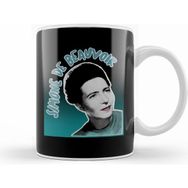 Humuts Feminist Simone De Beauvoir Original Stylized Retro Graphic Design Kupa Bardak