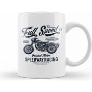 Humuts Full Speed Motor Speedway Racing Motorbike Beyaz Porselen Kupa Bardak