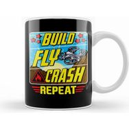 Humuts Funny Build Fly Crash Repeat Drone Pilot Droning Beyaz Kupa