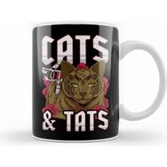 Humuts Funny Cats Tats Inked Tattoo Obsessed Cat Lover Beyaz Kupa
