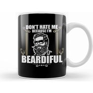 Humuts Funny Dont Hate Me Because Im Beardiful Bearded Beyaz Kupa