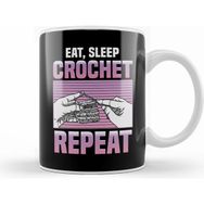 Humuts Funny Eat Sleep Crochet Repeat Cute Crocheting Beyaz Kupa