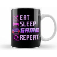 Humuts Funny Eat Sleep Game Repeat Anime Gamer Gaming Beyaz Kupa