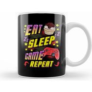 Humuts Funny Eat Sleep Game Repeat Gamer Gaming Beyaz Kupa