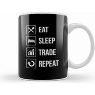 Humuts Funny Eat Sleep Trade Repeat Investors Beyaz Kupa