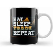 Humuts Funny Eat Sleep Trade Repeat Investors Trading Beyaz Kupa