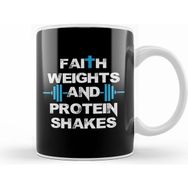 Humuts Funny Faith Weights And Protein Shakes Gym Workout Beyaz Kupa