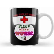 Humuts Funny Feel Safe At Night Sleep With A Nurse Rn Beyaz Kupa