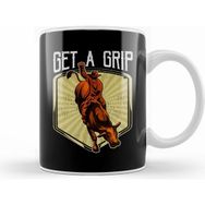 Humuts Funny Get a Grip Competitive Bull Riding Pun Beyaz Kupa