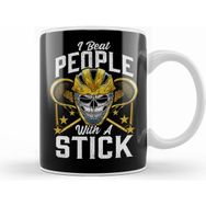 Humuts Funny I Beat People with a Stick Lacrosse Lax Pun Beyaz Kupa