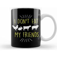 Humuts Funny I Dont Eat My Friends Vegan Cute Veganism Beyaz Kupa