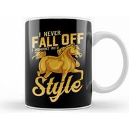 Humuts Funny I Never Fall Off I Dismount with Style Horse Beyaz Kupa
