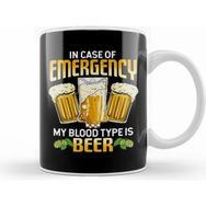 Humuts Funny In Case Of Emergency My Blood Type Is Beer Beyaz Kupa
