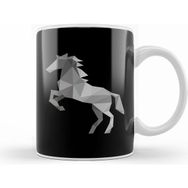 Humuts Geometric Animal Grey Horse Kupa Bardak