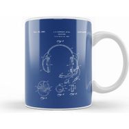 Humuts Headphones Patent Blueprint G F Falkenbe Beyaz Kupa