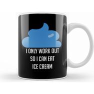 Humuts I Workout Because Ice Cream Funny Exercise Beyaz Kupa