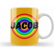 Humuts Jacob Name Personalized Custom Vintage Retro Rainbow Design Gift Baby Gift For Him Kupa Bardak