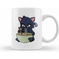 Humuts Kawaii Cat Ramen Anime Kitty Beyaz Kupa