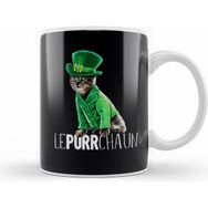 Humuts Lepurrchaun St Patricks Day Cat Leprechaun Shamrock Beyaz Kupa