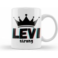 Humuts Levi Name Personalized Custom Vintage Retro Rainbow Style Design Beyaz Kupa