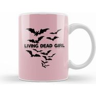 Humuts Living Dead Girl Gothic Vampire Twilight Grunge Punk Post Bats Wings Beyaz Kupa