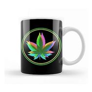 Humuts Marijuana Weed Leaves Psychedelic Neon Colored Beyaz Kupa