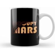 Humuts Mars Occupy Mars Text with Planet Beyaz Kupa