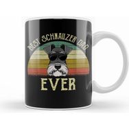 Humuts Mens Dog Vintage Best Schnauzer Dad Ever Fathers Day Gifts Köpek Beyaz Porselen Kupa Bardak