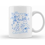 Humuts Merry Christmas Doodles Beyaz Porselen Kupa Bardak